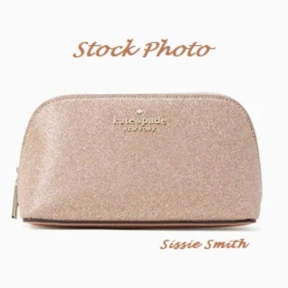 kate spade Bags Kate Spade Small Rose Gold Tinsel Cosmetic Case